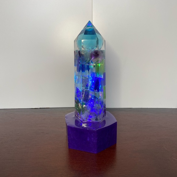 Lighted Crystal Tower with Blue Crystal Orb - Picture 3 of 8